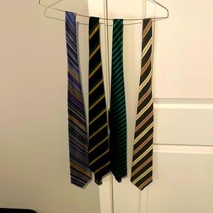 4 Men’s stripped ties assorted colors (2 Hugo Boss, Robert Talbott, D Berite)
